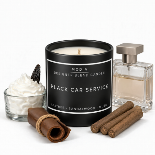 Black Car Service Candle | Leather and Sandalwood | Luxury Soy Blend | 8.5oz