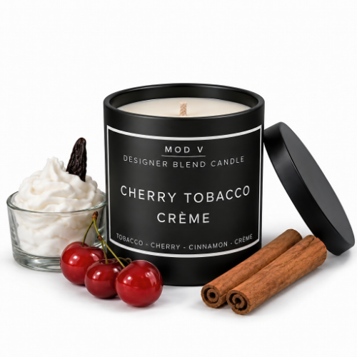 Cherry Tobacco Crème Candle  | Luxury Soy Blend | 8.5oz